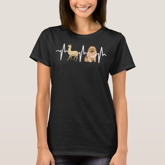 Llama Spitz Heartbeat Dog T-Shirt (Vorderseite)