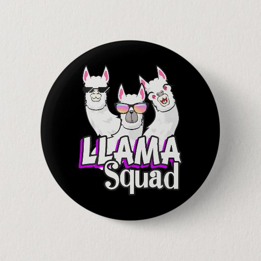 Llama Squad 80er Llama Animal Lover Niedlich Button (Vorderseite)