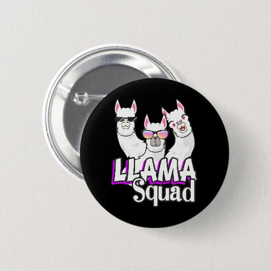 Llama Squad 80er Llama Animal Lover Niedlich Button (Vorne & Hinten)