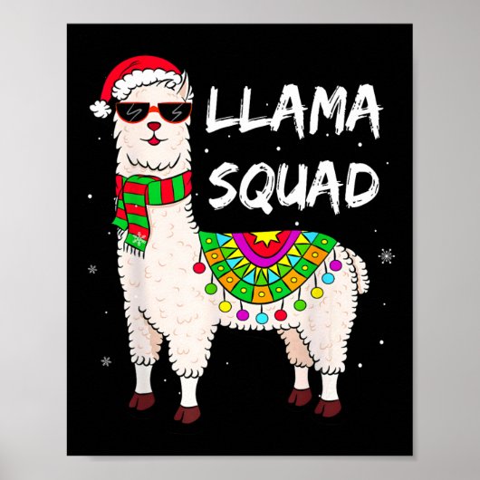 Llama Squad Fun Llama Matching Gles Merry Christma Poster (Vorne)