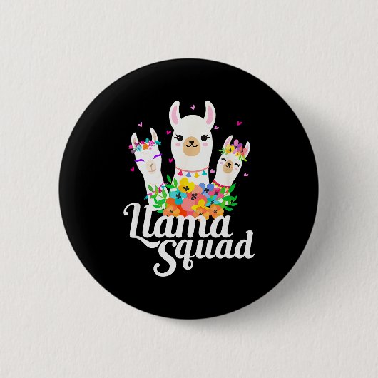 Llama Squad Funny Cute Llama Matching  Button (Vorderseite)