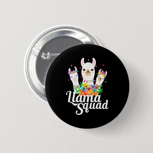 Llama Squad Funny Cute Llama Matching  Button (Vorne & Hinten)