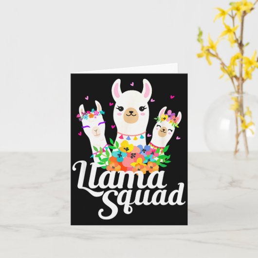 Llama Squad Funny Cute Llama Matching Karte (Gelbe Blume)