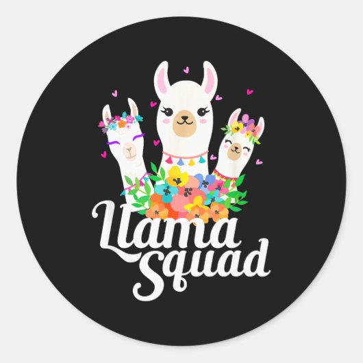 Llama Squad Funny Cute Llama Matching Runder Aufkleber (Vorderseite)