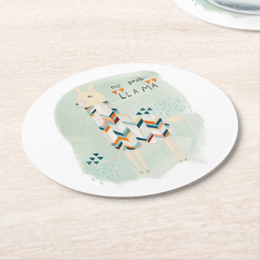 Llama Squad - No Prob-llama Runder Pappuntersetzer (Angewinkelt)