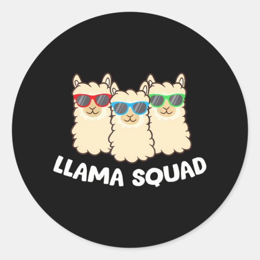 Llama Squad Team Llama Matching Sonnenbrillen Lieb Runder Aufkleber (Vorderseite)