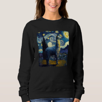 Llama Starry Night Van Gogh Gemälde Art Weird Aes Sweatshirt