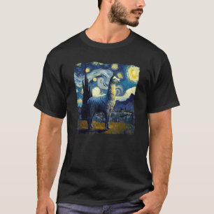 Llama Starry Night Van Gogh Gemälde Art Weird Aes T-Shirt