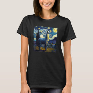 Llama Starry Night Van Gogh Gemälde Art Weird Aes T-Shirt