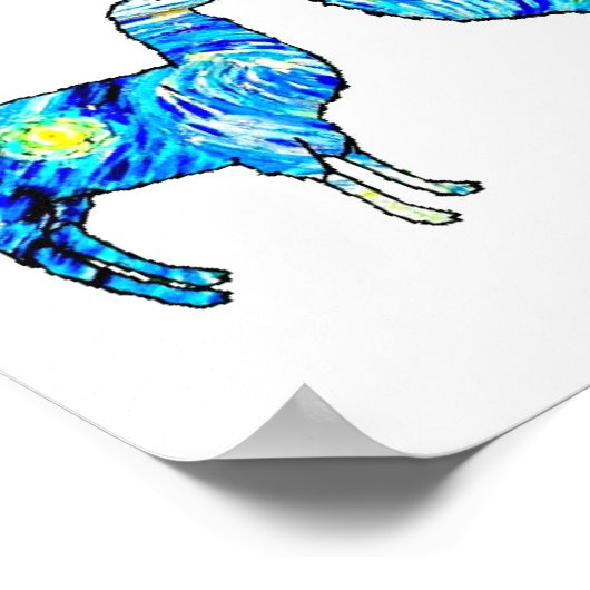 Llama Starry Night, Van Gogh, Poster (Ecke)