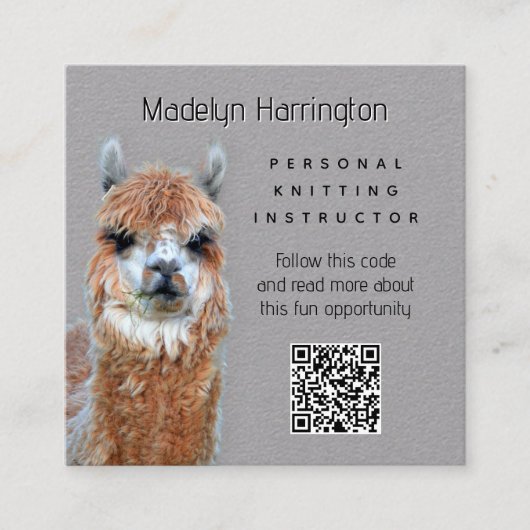 Llama Strickanleitung QR-Code Visitenkarte (Vorderseite)