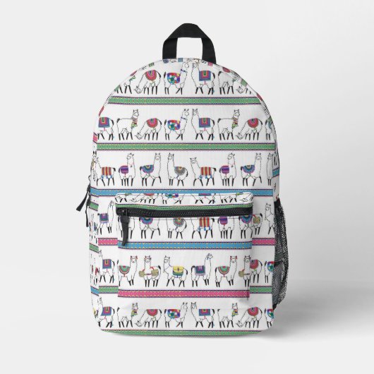 Llama Stripe Muster Bedruckter Rucksack (Vorderseite)