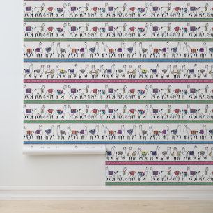 Llama Stripe Muster Tapete