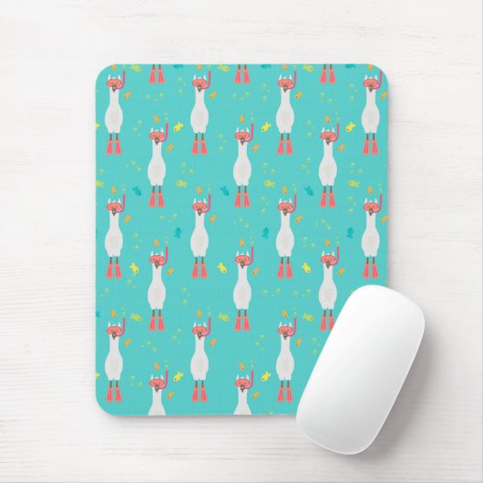 Llama Summer Swim Mousepad (Mit Mouse)