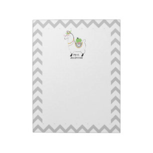 Llama Teacher Green Apple Floral Chevron Notizblock