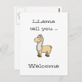 Llama tell you - Welcome - Niedlich Llama Postcard Postkarte (Vorne/Hinten)