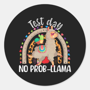 Llama Test Day Mai 2024 No Prob-llama Llama Teache Runder Aufkleber