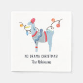 Llama thematisiert Ugly Sweater Weihnachtsfest Par Serviette (Vorderseite)