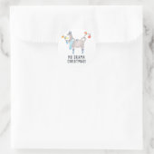 Llama thematisiert Weihnachten Runder Aufkleber (Tasche)