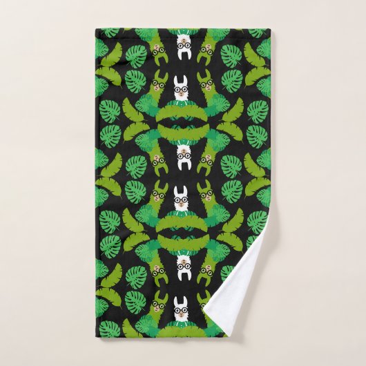 Llama Themed Print Badhandtuch Set (Handtuch)