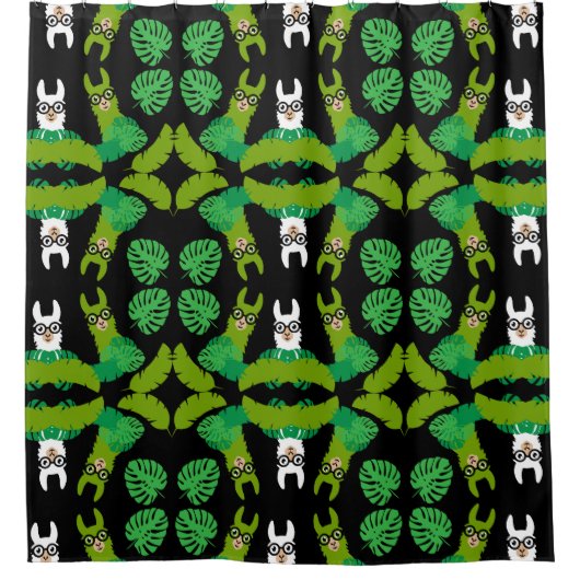 Llama Themed Print Duschvorhang (Vorderseite)