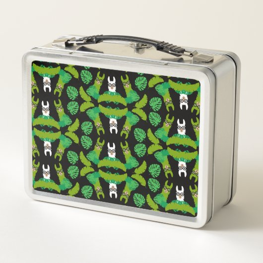 Llama Themed Print Metall Brotdose (Rückseite)