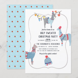 Llama-Themen-Hässliche Weihnachtspullover-Weihnach Einladung