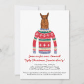 Llama Tragend Funny Ugly Christmas Nordic Sweater Einladung (Vorderseite)