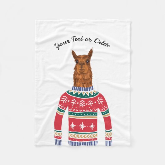 Llama Tragend Funny Ugly Christmas Nordic Sweater Fleecedecke (Vorderseite)
