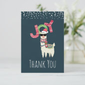 Llama trägt eine Weihnachtsmannmütze und Sonnenbri Dankeskarte (Stehend Vorderseite)