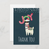 Llama trägt eine Weihnachtsmannmütze und Sonnenbri Dankeskarte (Vorne/Hinten)