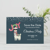 Llama trägt Weihnachten Save the Date in der Weihn Einladung (Stehend Vorderseite)