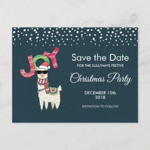 Llama trägt Weihnachten Save the Date in der Weihn Postkarte