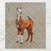 LLAMA und BIRD KARIERT Weinetikett (Einzelnes Label)