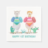 Llama und Cacti Wasserfarbe Personalisiert Serviette (Vorderseite)