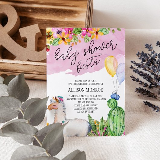 Llama und Cactus Baby Shower Fiesta Einladung