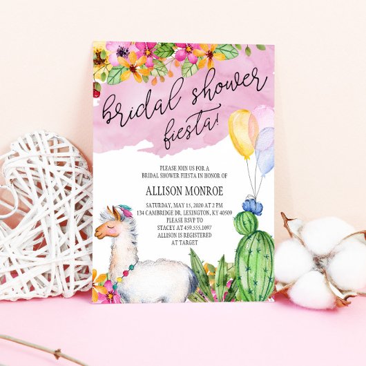 Llama und Cactus Brautparty Fiesta Einladung