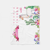 Llama und Cactus Floral Baby Name Milestone Foto Fleecedecke (Vorderseite)