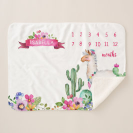 Llama und Cactus Floral Baby Name Milestone Foto Sherpadecke