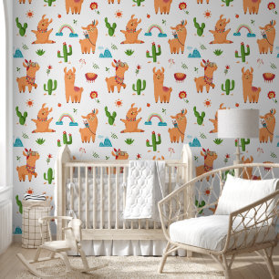 Llama und Cactus Fun Animal Tapete