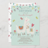 Llama und Mama Baby Dusche Einladung Minze (Vorne/Hinten)