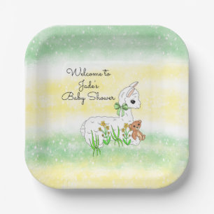 Llama und Teddybär Thema Baby Shower Pappteller