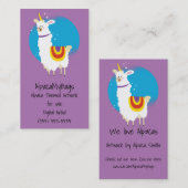 Llama Unicorn auf Lila Visitenkarte (Vorne/Hinten)