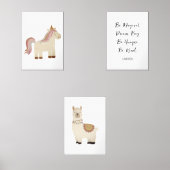 Llama Unicorn Boho Kinderzimmer Art, Name des benu Bilderwand Sets (Vorderseite)