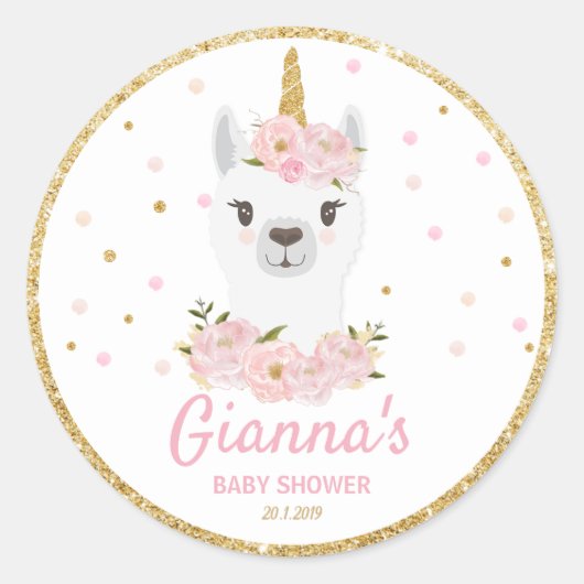 Llama Unicorn danke Ihnen, dass Sie das Gastgesche Runder Aufkleber (Vorderseite)