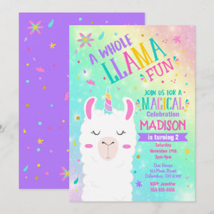 Llama Unicorn Geburtstag Einladung Magisches Party