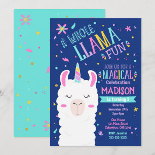Llama Unicorn Geburtstag Einladung Magisches Party