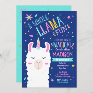 Llama Unicorn Geburtstag Einladung Magisches Party