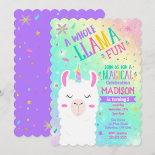 Llama Unicorn Geburtstag Einladung Magisches Party