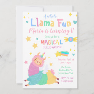 Llama Unicorn Llamacorn Kindergeburtstag Einladung